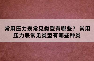 常用压力表常见类型有哪些？ 常用压力表常见类型有哪些种类